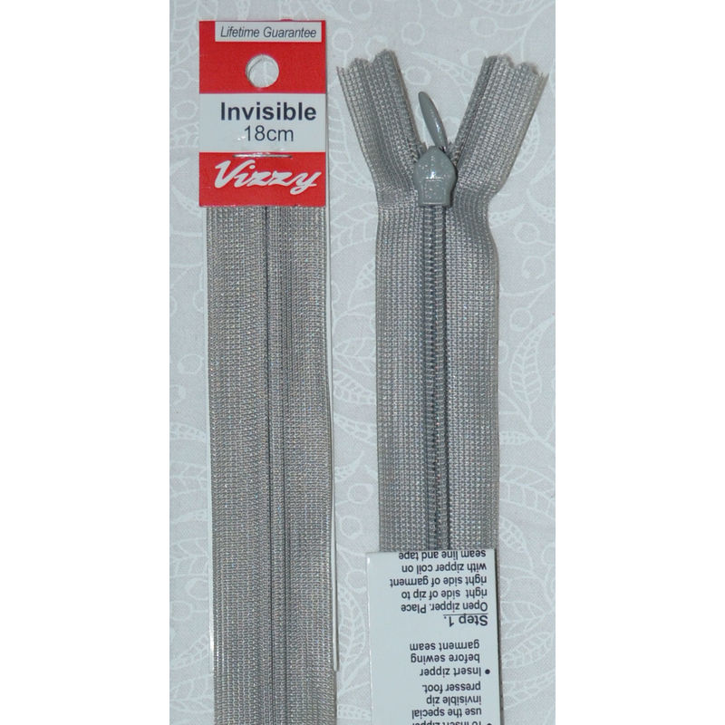 Vizzy Invisible Zip 18cm, Colour 61 PEARL GREY