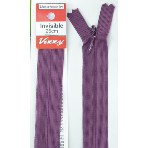 Vizzy Invisible Zip 25cm, Colour 118 GRAPE