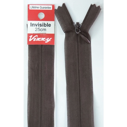 Vizzy Invisible Zip 25cm, Colour 14 BROWN