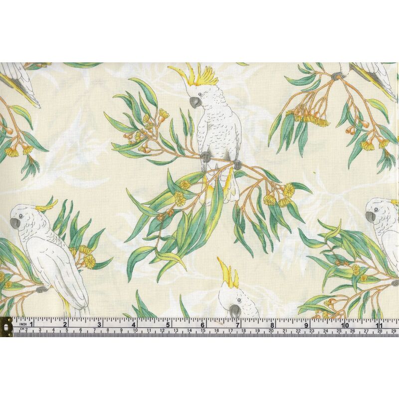 Guntree Friends, Cockatoos On Cream 7118B2, 110cm Wide