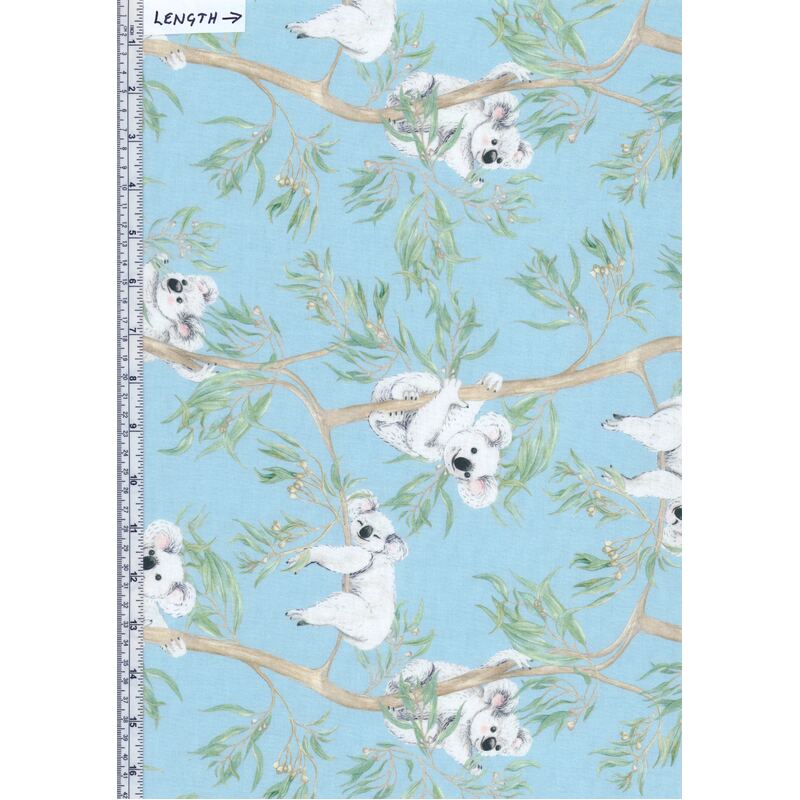 Gumtree Friends Koalas on Blue 7118C2, 110cm Wide