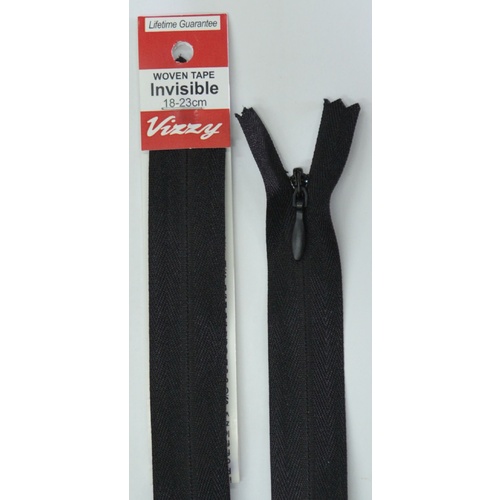 Vizzy Woven Tape Invisible Zip 18-23cm Colour 02 BLACK