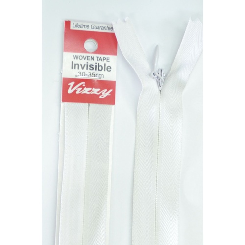 Vizzy Woven Tape Invisible Zip 30-35cm Colour 01 WHITE