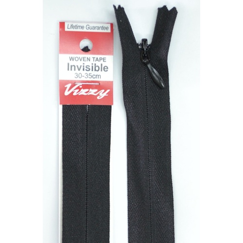 Vizzy Woven Tape Invisible Zip 30-35cm Colour 02 BLACK