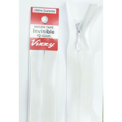 Vizzy Woven Tape Invisible Zip 40-45cm Colour 01 WHITE