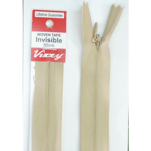 Vizzy Woven Tape Invisible Zip 55cm Colour 07 NATURAL