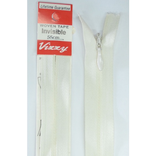 Vizzy Woven Tape Invisible Zip 55cm Colour 66 BONE