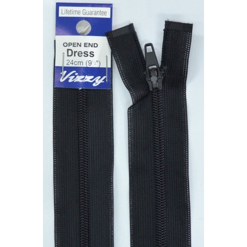 Vizzy Open End Dress Zip 24cm 02 BLACK