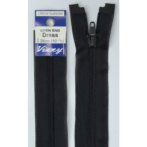 Vizzy Open End Dress Zip 26cm 02 BLACK