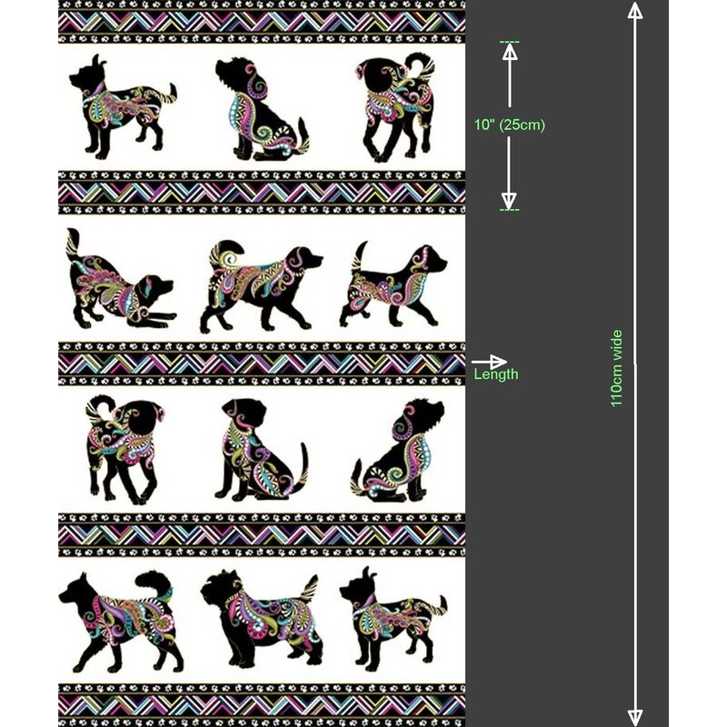 Dog On It, Dog Walk White Multi, 112cm Wide Cotton Fabric 9050/5109