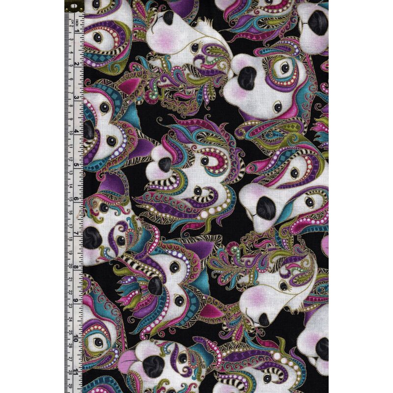 Dog On It, Let's Face It Black Multi, 112cm wide Cotton Fabric 9050/5312