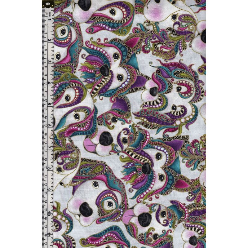 Dog On It, Let's Face It Lt-Grey Multi 112cm Wide Cotton Fabric 9050/5313