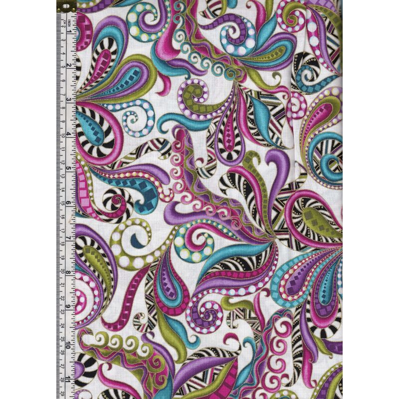 Dog On It, Carnival Scroll White, 112cm Wide Cotton Fabric 9050/5609