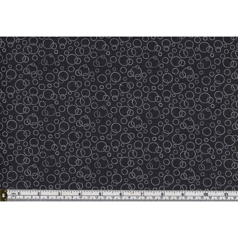 39cm REMNANT Cotton Fabric 9077A Black & Whites BUBBLES, 110cm Wide