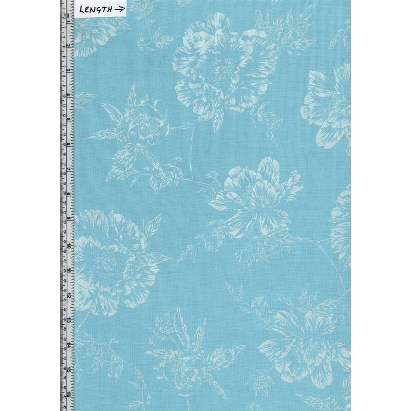 Violet Twilight, Pearl Shadow Flowers Aqua 112cm Wide Cotton Fabric 9105/2205