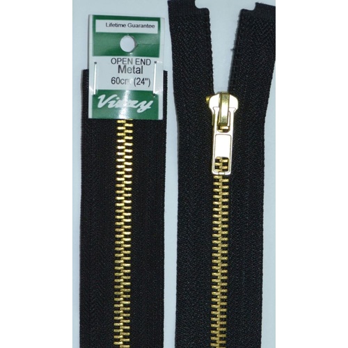 Vizzy Metal Open End Zip 60cm Colour 02 BLACK