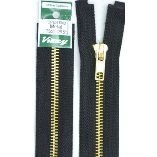 Vizzy Metal Open End Zip 75cm Colour 02 BLACK