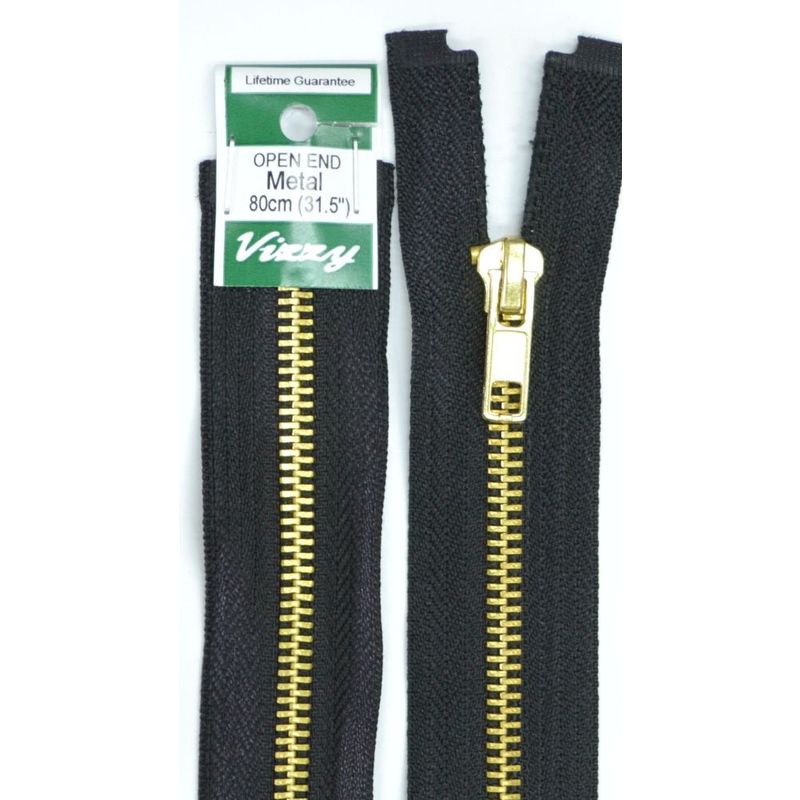 Vizzy Metal Open End Zip 80cm Colour 02 BLACK