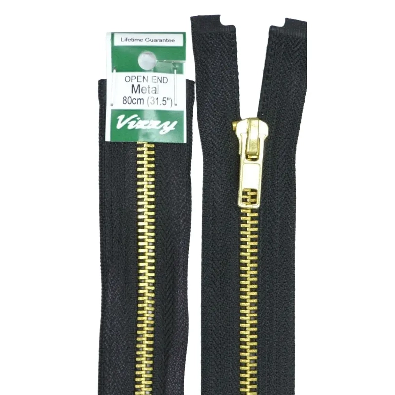 Vizzy Metal Open End Zip 80cm Colour 02 BLACK