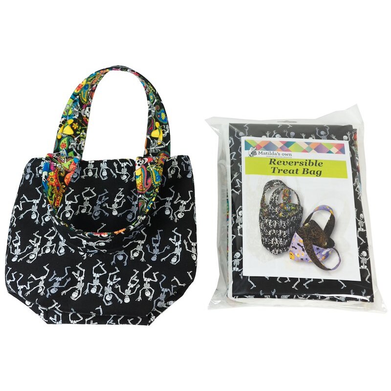 Reversible Treat Bag KIT - Funny Bones, Pattern, Fabric, Batting
