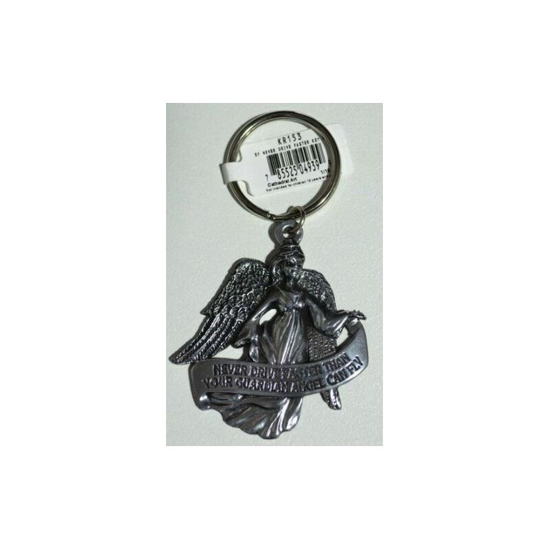 Never Drive Faster Than Your Gaurdian Angel Can Fly KeyRing, Pewterl, Beautiful