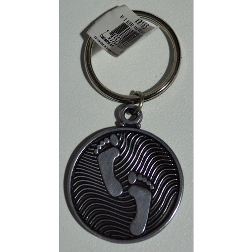 Footprints KeyRing, Metal Token With Message, Beautiful Item, 37mm Diameter