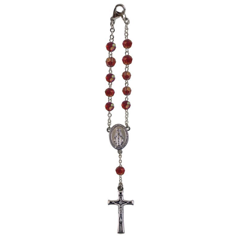 Birthstone Car Rosary 6mm Garnet AB Acrylic