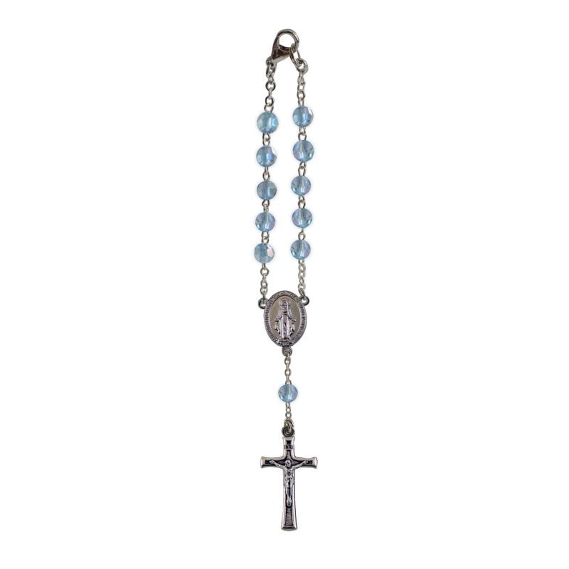 Birthstone Car Rosary 6mm Aquamarine AB Acrylic Auto Rosary