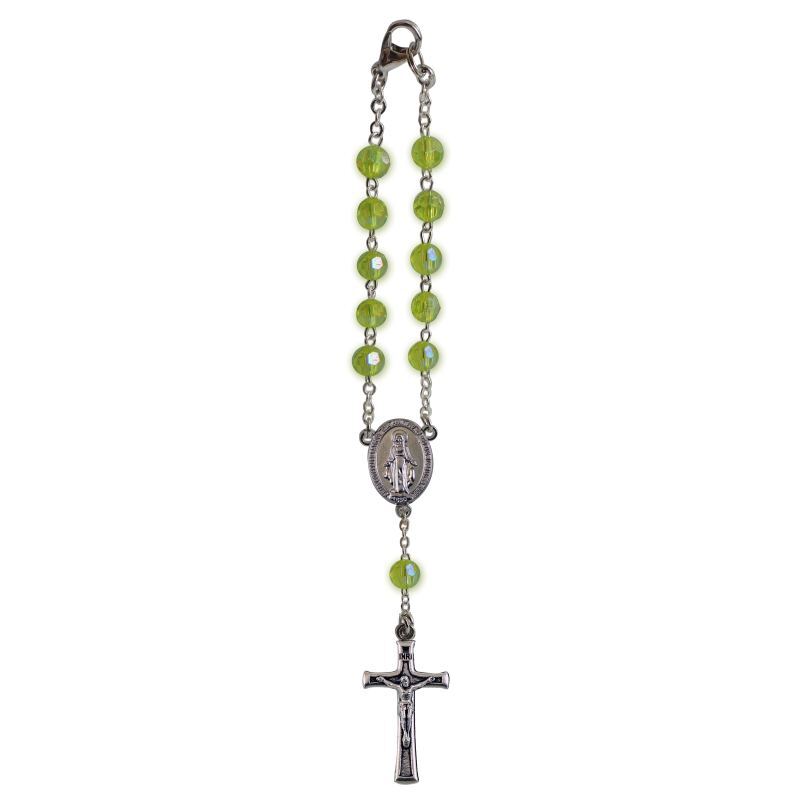 Birthstone Car Rosary 6mm Peridot AB Acrylic Auto Rosary