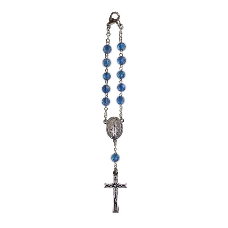 Birthstone Car Rosary 6mm Sapphire AB Acrylic Auto Rosary