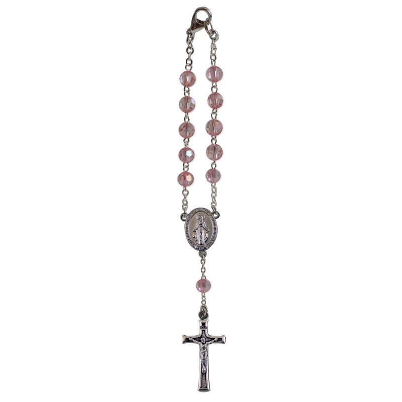 Birthstone Car Rosary 6mm Rose Zircon AB Acrylic Auto Rosary