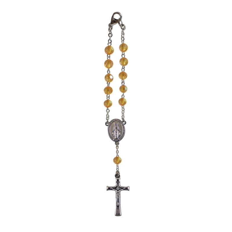 Birthstone Car Rosary 6mm Topaz AB Acrylic Auto Rosary