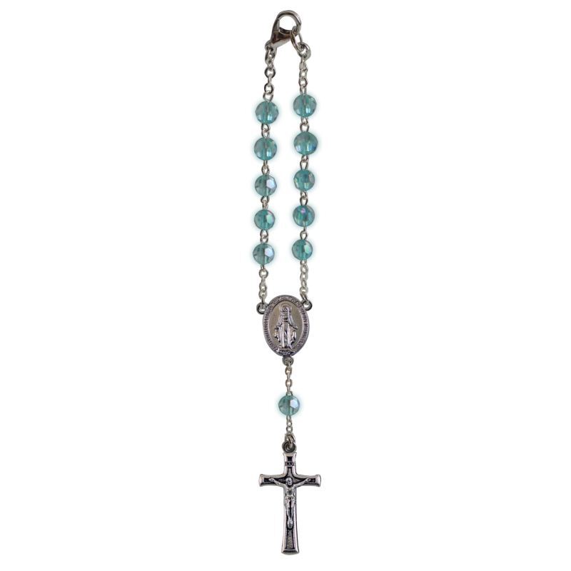 Birthstone Car Rosary 6mm Blue Zircon AB Acrylic Auto Rosary