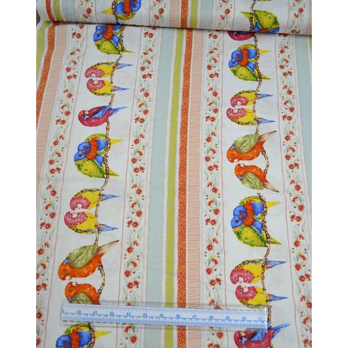 Bush Babies Stripe Panel Red, 110cm Wide per Metre