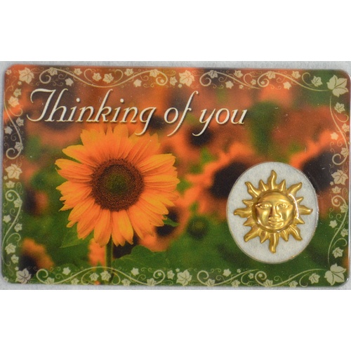 THINKING OF YOU, Inspirational Card & Heart Charm, 54mm x 85mm, Inspirational Gift, Card Made in Canada.