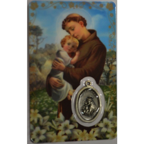 ST ANTHONY, Window Prayer Card & Charm, 54mm x 85mm, Inspirational Card