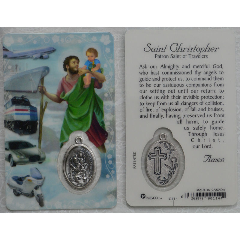 ST CHRISTOPHER, Window Prayer Card & Charm, 54mm x 85mm, Inspirational Card