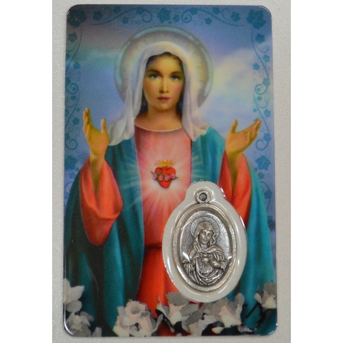 IMMACULATE HEART OF MARY, Window Prayer Card & Charm, 54x85mm, Inspirational Card