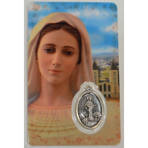 QUEEN OF PEACE MEDJUGORJE, Window Prayer Card, 54 x 85mm, Inspirational Card