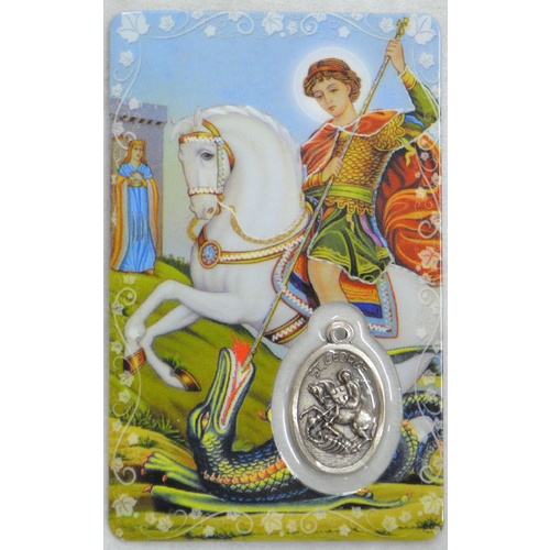 SAINT GEORGE, Window Prayer Card & Charm, 54 x 85mm, Inspirational Card
