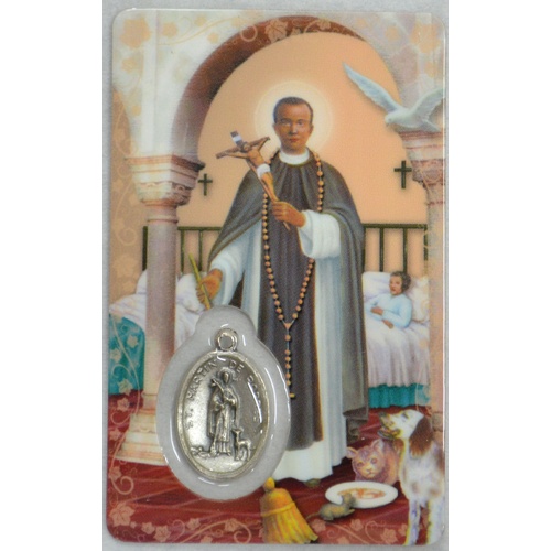 SAINT MARTIN DE PORRES, Window Prayer Card & Charm, 54 x 85mm, Inspirational Card