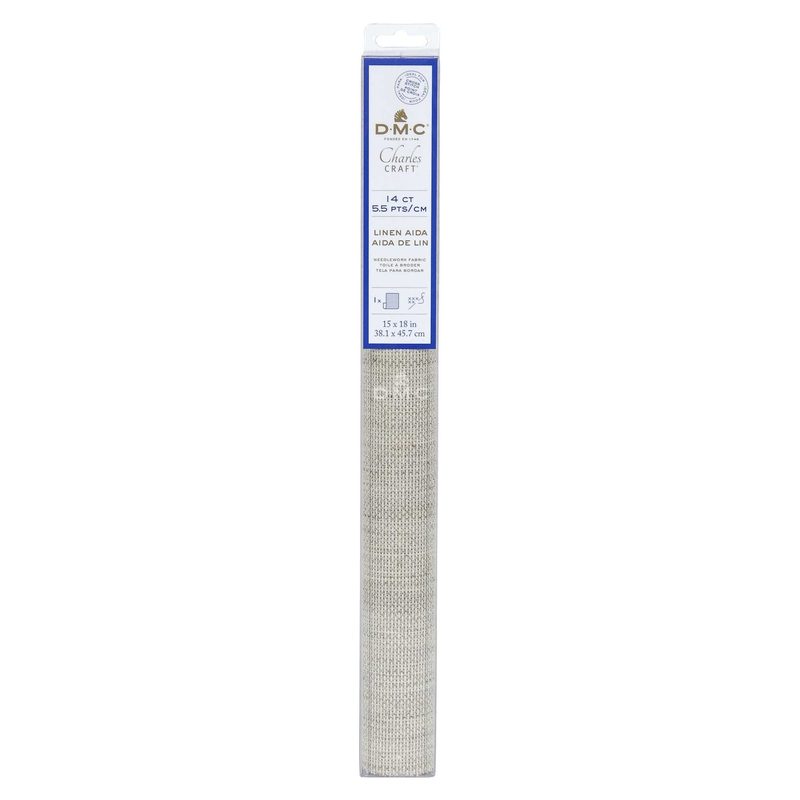 DMC 14 Count (5.5pts/cm) ECRU Linen Aida Cloth 15" x 18" (38.1cm x 45.7cm)
