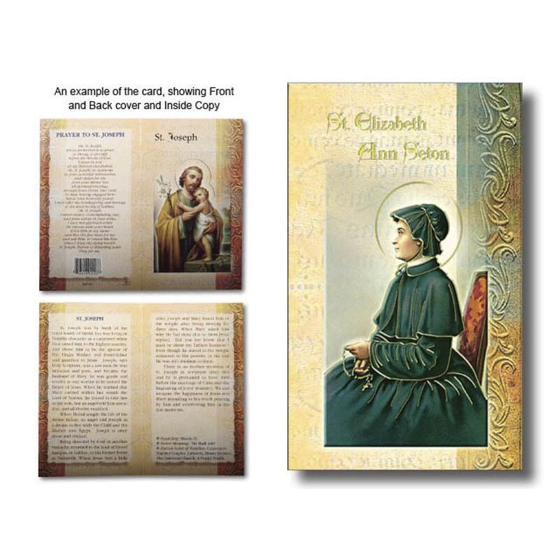 Saint Elizabeth Ann Seton Biography Card 80 x 135mm Folded, Gold Foiled
