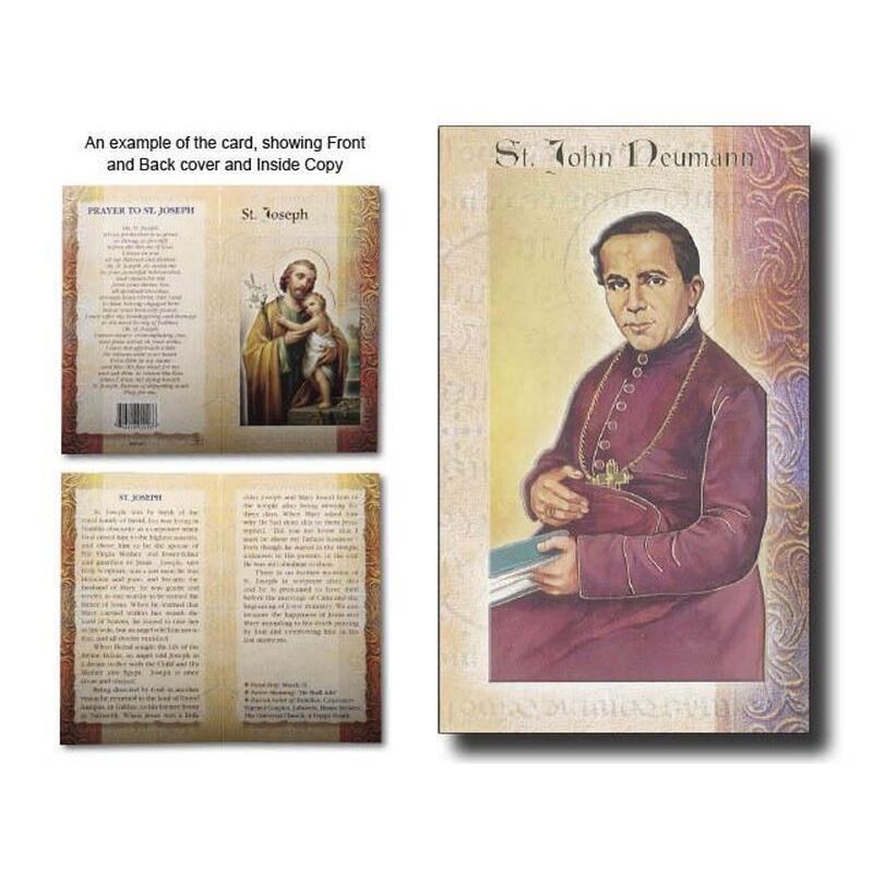 Saint John Neumann Biography Card 80 x 135mm Folded, Gold Foiled