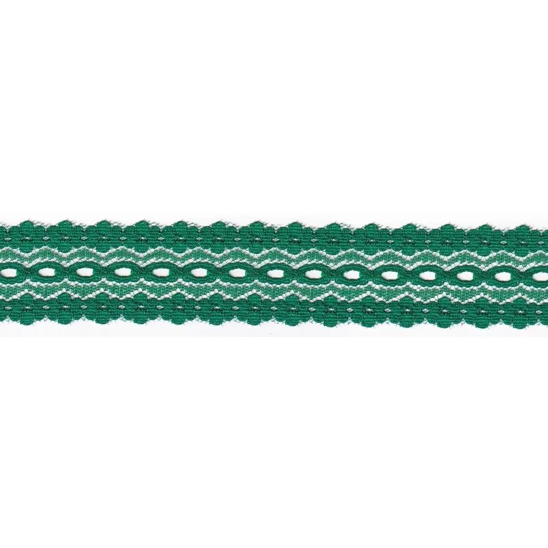 GREEN Flower Edge 30mm Eyelet Lace Sold by the Metre, Insertion Lace, Knitting Lace