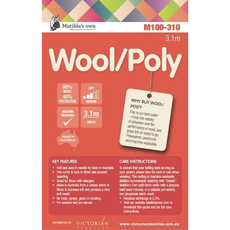 Matilda's Own Wool/Poly Batting 3.1m x 1m REMNANT