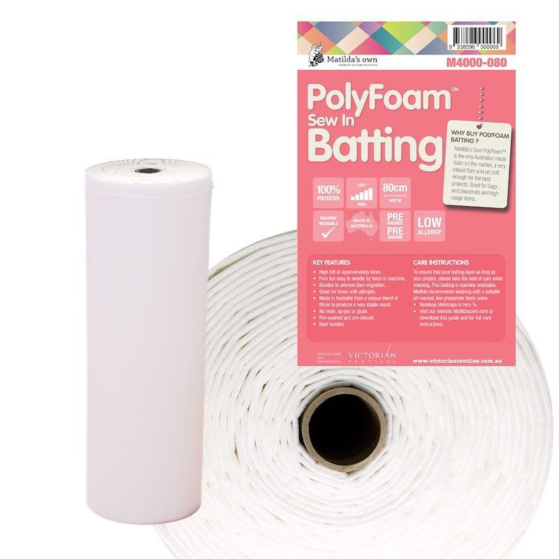 PolyFoam Batting 80cm Wide per Metre by Matilda's Own