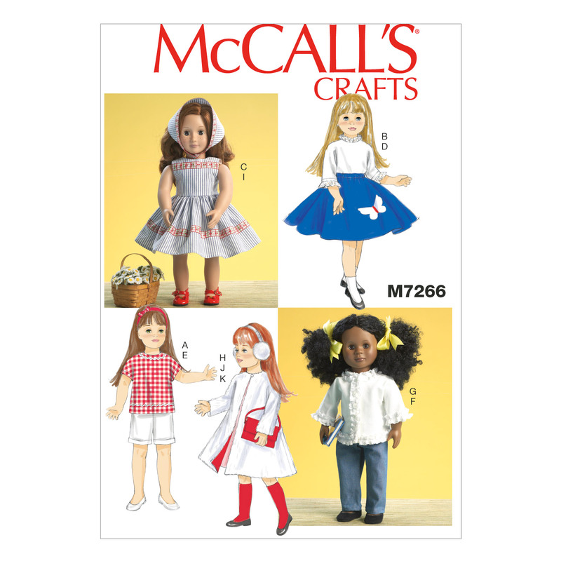 McCall's Sewing Pattern M7266OSZ 18" Retro Doll Clothes One Size Only