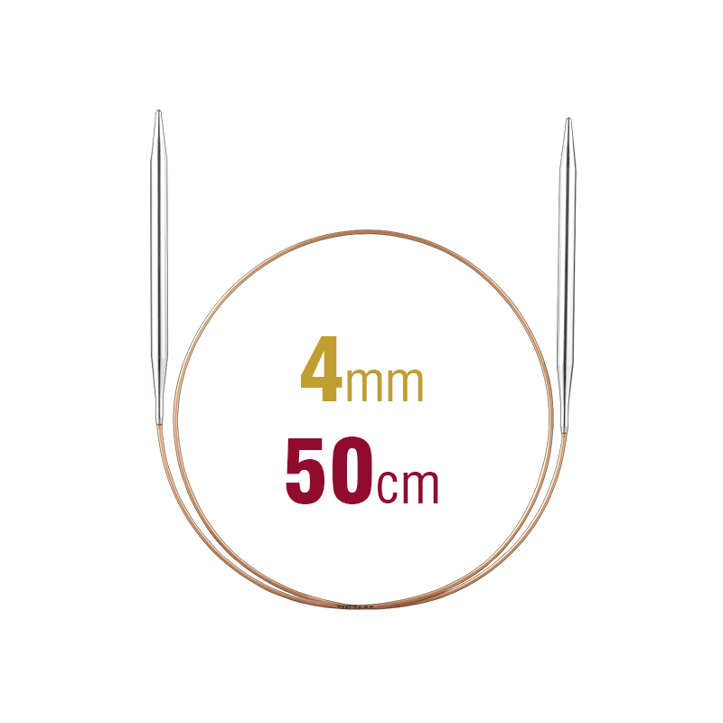 Addi Circular Knitting Needle 50cm x 4.00mm White Brass Tips, Gold Cords