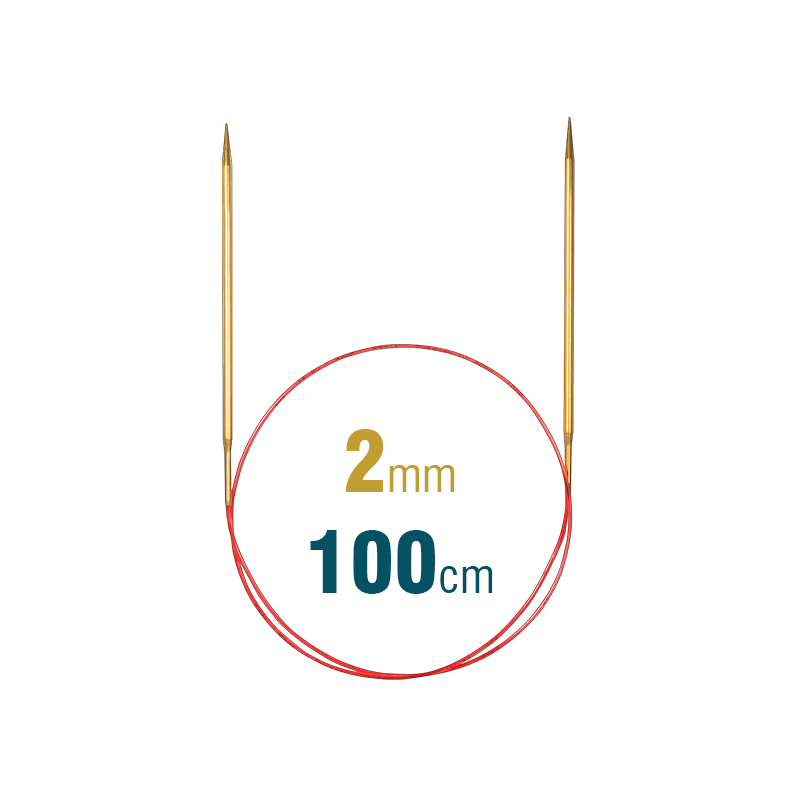 Addi Circular Needle 100cm x 2.00mm, Brass, Lace Long 755-7